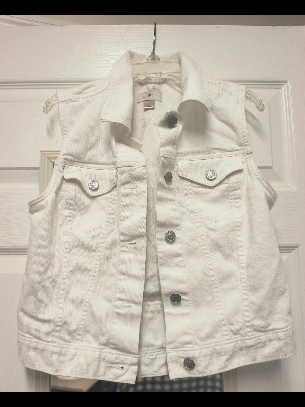 LOFT White Cotton Sleeveless Denim Vest